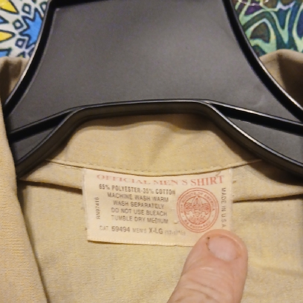 Men's Tan BSA  ASST. Scoutmaster XL Uniform Shirt - Picture 8 of 14